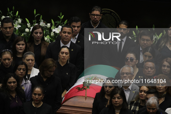 Deputies, Senators, and family members stand guard of honor during the posthumous funeral tribute in honor of Ifigenia Martinez, 99, in the...