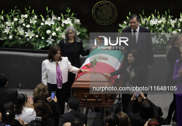 Deputies, Senators, and family members stand guard of honor during the posthumous funeral tribute in honor of Ifigenia Martinez, 99, in the...