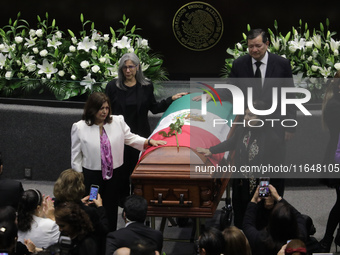 Deputies, Senators, and family members stand guard of honor during the posthumous funeral tribute in honor of Ifigenia Martinez, 99, in the...