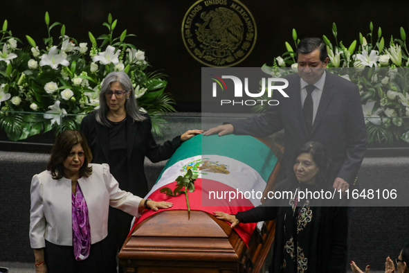 Deputies, Senators, and family members stand guard of honor during the posthumous funeral tribute in honor of Ifigenia Martinez, 99, in the...