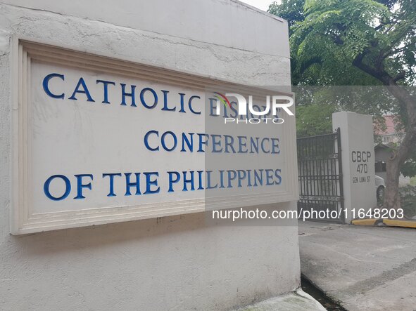 The exterior of the Catholic Bishops' Conference of the Philippines (CBCP) office is seen within the historic walled district of Intramuros...