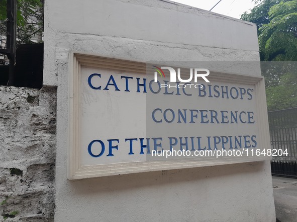 The exterior of the Catholic Bishops' Conference of the Philippines (CBCP) office is seen within the historic walled district of Intramuros...