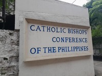 The exterior of the Catholic Bishops' Conference of the Philippines (CBCP) office is seen within the historic walled district of Intramuros...