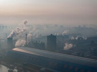 In Huai'an, China, on October 8, 2024, a photo shows transport ships in the port, dock, and river of the Beijing-Hangzhou Grand Canal in Hua...