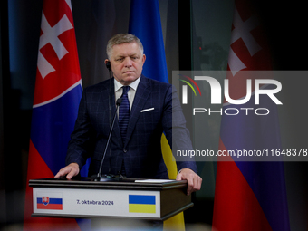 The prime minister of Slovakia, Robert Fico, is seen during consultations with his Ukrainian counterpart in Ukraine, on October 7, 2024. Slo...