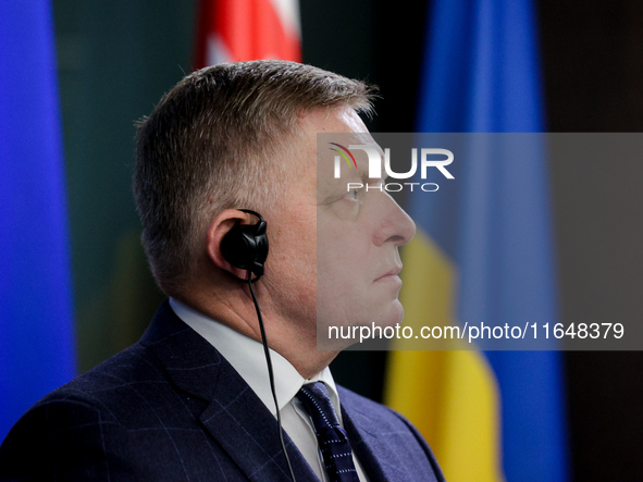 The prime minister of Slovakia, Robert Fico, is seen during consultations with his Ukrainian counterpart in Ukraine, on October 7, 2024. Slo...