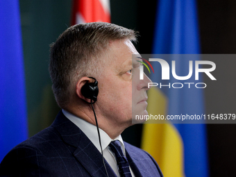 The prime minister of Slovakia, Robert Fico, is seen during consultations with his Ukrainian counterpart in Ukraine, on October 7, 2024. Slo...