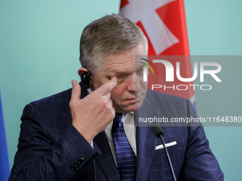 The prime minister of Slovakia, Robert Fico, is seen during consultations with his Ukrainian counterpart in Ukraine, on October 7, 2024. Slo...