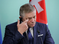 The prime minister of Slovakia, Robert Fico, is seen during consultations with his Ukrainian counterpart in Ukraine, on October 7, 2024. Slo...