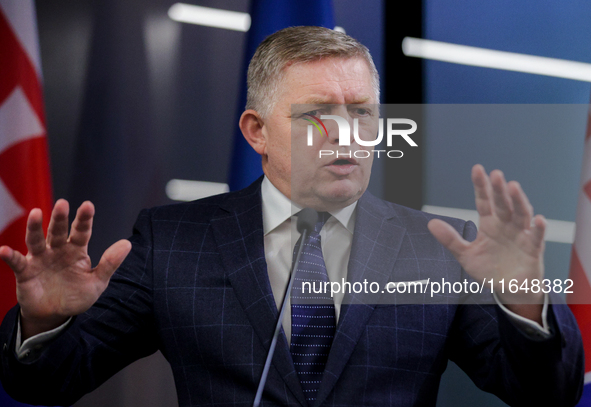 The prime minister of Slovakia, Robert Fico, is seen during consultations with his Ukrainian counterpart in Ukraine, on October 7, 2024. Slo...