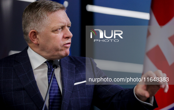 The prime minister of Slovakia, Robert Fico, is seen during consultations with his Ukrainian counterpart in Ukraine, on October 7, 2024. Slo...