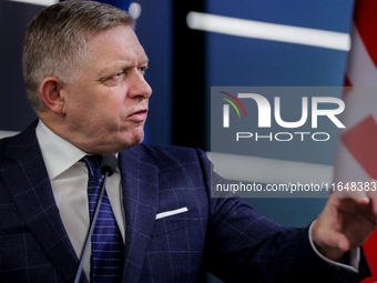 The prime minister of Slovakia, Robert Fico, is seen during consultations with his Ukrainian counterpart in Ukraine, on October 7, 2024. Slo...