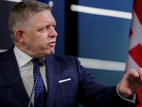 The prime minister of Slovakia, Robert Fico, is seen during consultations with his Ukrainian counterpart in Ukraine, on October 7, 2024. Slo...