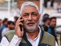 Irshad Rasool Kar, National Conference Candidate for Sopore Assembly Constituency, speaks to the media during election results in Baramulla,...