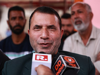 Pirzada Farooq Ahmed Shah, the National Conference candidate for the Gulmarg Assembly Constituency, speaks to the media during the results i...