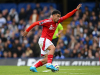 Morgan Gibbs-White of Nottingham Forest is in action during the Premier League match between Chelsea and Nottingham Forest at Stamford Bridg...