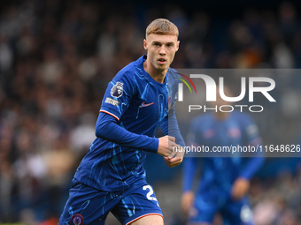 Cole Palmer of Chelsea plays during the Premier League match between Chelsea and Nottingham Forest at Stamford Bridge in London, England, on...