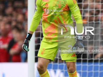 Matz Sels is the Nottingham Forest goalkeeper during the Premier League match between Chelsea and Nottingham Forest at Stamford Bridge in Lo...