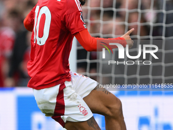 Morgan Gibbs-White of Nottingham Forest celebrates after Chris Wood of Nottingham Forest scores a goal to make it 0-1 during the Premier Lea...