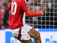 Morgan Gibbs-White of Nottingham Forest celebrates after Chris Wood of Nottingham Forest scores a goal to make it 0-1 during the Premier Lea...