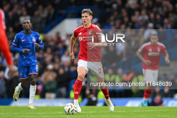 Ryan Yates of Nottingham Forest is in action during the Premier League match between Chelsea and Nottingham Forest at Stamford Bridge in Lon...