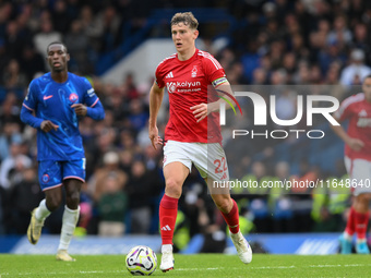 Ryan Yates of Nottingham Forest is in action during the Premier League match between Chelsea and Nottingham Forest at Stamford Bridge in Lon...