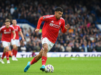 Morgan Gibbs-White of Nottingham Forest runs with the ball during the Premier League match between Chelsea and Nottingham Forest at Stamford...