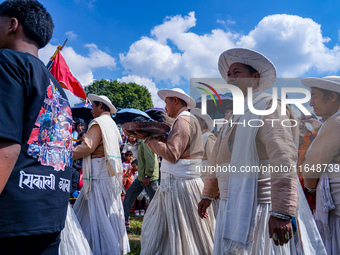 Nepalese Hindu devotees dress as deities and perform a traditional ritual dance during the Sikali Jatra festival in Khokana village, Lalitpu...