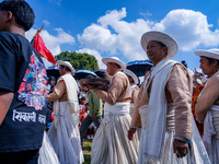 Nepalese Hindu devotees dress as deities and perform a traditional ritual dance during the Sikali Jatra festival in Khokana village, Lalitpu...