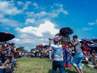 Nepalese Hindu devotees dress as deities and perform a traditional ritual dance during the Sikali Jatra festival in Khokana village, Lalitpu...