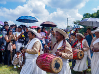 Nepalese Hindu devotees dress as deities and perform a traditional ritual dance during the Sikali Jatra festival in Khokana village, Lalitpu...