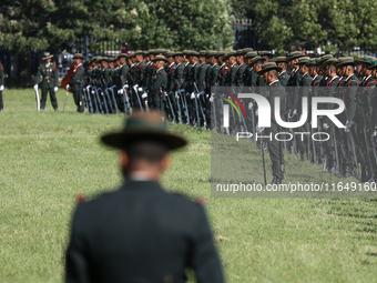 Nepalese army personnel participate in a grand rehearsal for the upcoming Fulpati of the biggest Hindu festival, Dashain Celebration, at Tud...