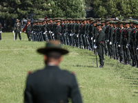 Nepalese army personnel participate in a grand rehearsal for the upcoming Fulpati of the biggest Hindu festival, Dashain Celebration, at Tud...