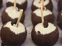 Candy apples with mini Oreo cookies are at a carnival in Markham, Ontario, Canada, on October 5, 2024. (