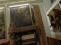 A view of the relic of the first Pope, the wooden throne known as the 'Cathedra Sancti Petri Apostoli', is temporarily removed during the re...