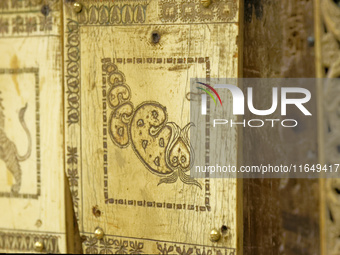 A view of the relic of the first Pope, the wooden throne known as the 'Cathedra Sancti Petri Apostoli', is temporarily removed during the re...