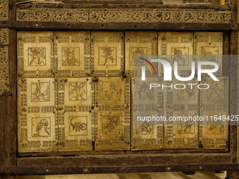 A view of the relic of the first Pope, the wooden throne known as the 'Cathedra Sancti Petri Apostoli', is temporarily removed during the re...