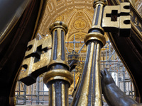 A view of the restoration work of the Canopy of Saint Peter, created by Gian Lorenzo Bernini, at St. Peter's Basilica in Vatican City, on Oc...