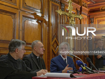 Cardinal Mauro Gambetti, archpriest of the Basilica and president of the Fabric of St. Peter's, participates in a press conference for the r...