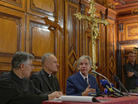 Cardinal Mauro Gambetti, archpriest of the Basilica and president of the Fabric of St. Peter's, participates in a press conference for the r...