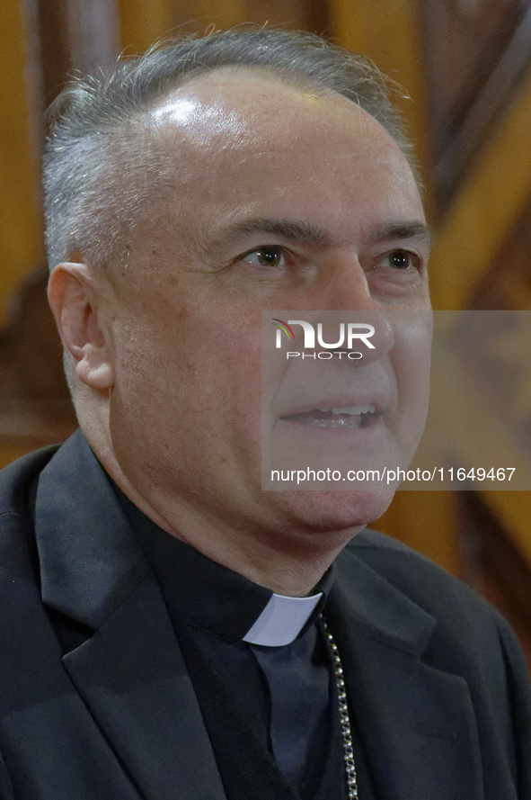 Cardinal Mauro Gambetti, archpriest of the Basilica and president of the Fabric of St. Peter's, speaks during a press conference for the res...