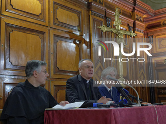 Cardinal Mauro Gambetti, archpriest of the Basilica and president of the Fabric of St. Peter's, participates in a press conference for the r...