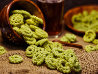 Palak murukku (spinach murukku) is in Toronto, Ontario, Canada, on October 8, 2024. Murukku is a savory, crunchy snack originating from the...