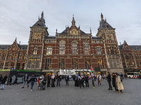 Hundreds of protesters flocked Amsterdam Centraal, the main central railway station and held a sit-in Pro-Palestine protest. A rally to mark...