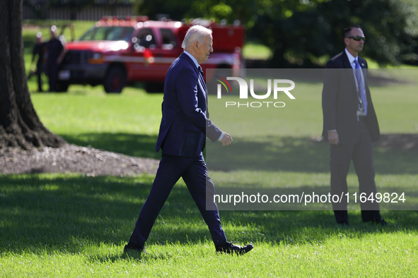 U.S. President Joe Biden departs the White House to board Marine One en route to Milwaukee, Wisconsin and Philadelphia, Pennsylvania on Octo...