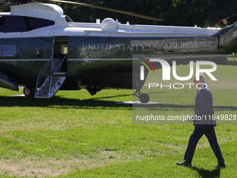 U.S. President Joe Biden departs the White House to board Marine One en route to Milwaukee, Wisconsin and Philadelphia, Pennsylvania on Octo...