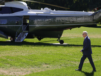 U.S. President Joe Biden departs the White House to board Marine One en route to Milwaukee, Wisconsin and Philadelphia, Pennsylvania on Octo...