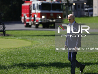 U.S. President Joe Biden departs the White House to board Marine One en route to Milwaukee, Wisconsin and Philadelphia, Pennsylvania on Octo...