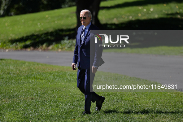 U.S. President Joe Biden departs the White House to board Marine One en route to Milwaukee, Wisconsin and Philadelphia, Pennsylvania on Octo...