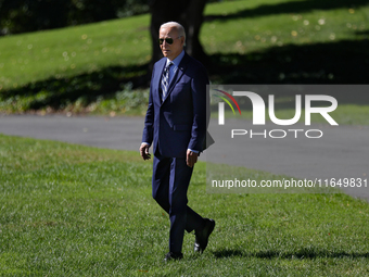 U.S. President Joe Biden departs the White House to board Marine One en route to Milwaukee, Wisconsin and Philadelphia, Pennsylvania on Octo...